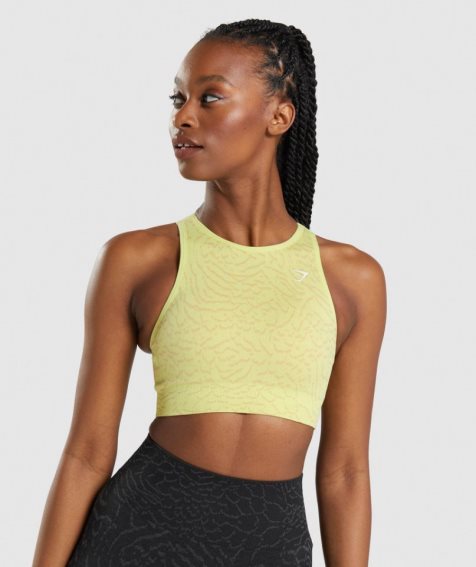 Women's Gymshark Adapt Animal Seamless Sports Bra Yellow | CA 6ND317